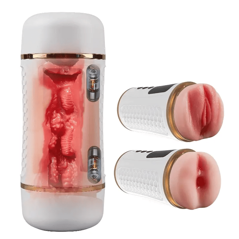 XV12: Dual-Ended Vibrating Masturbator 100% Waterproof Through-Hole Stroker